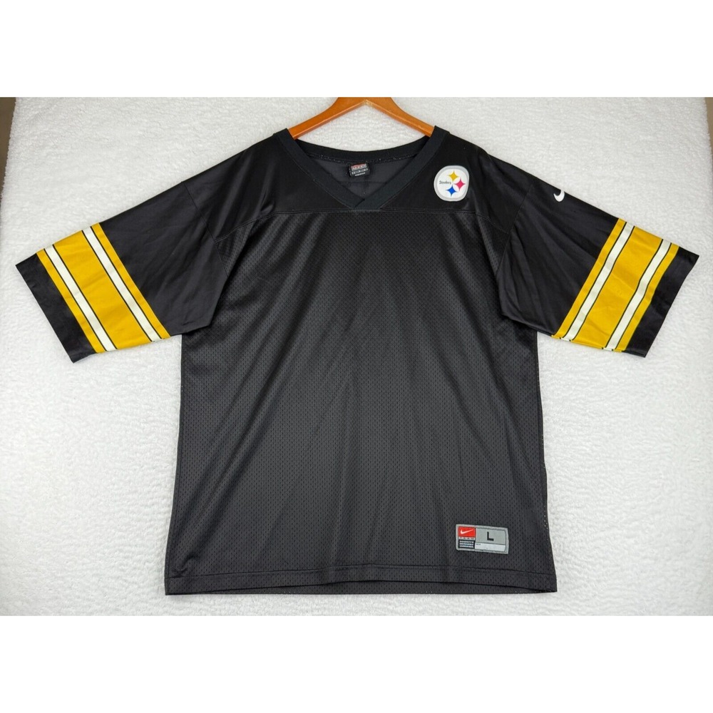 Pittsburgh Steelers Football NFL Nike Team Jersey Mens Large Black V-Neck